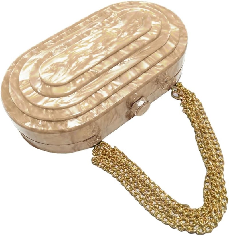 GSYPS Acrylic Evening Clutch Bag for Women Shell Shape Shoulder Crossbody Bag Glitter Marble Purse Handbag - Image 5